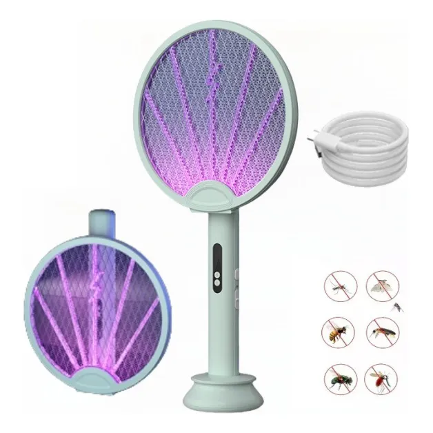 Raqueta Eléctrica Mata Moscas Mosquitos Recargable Plegable