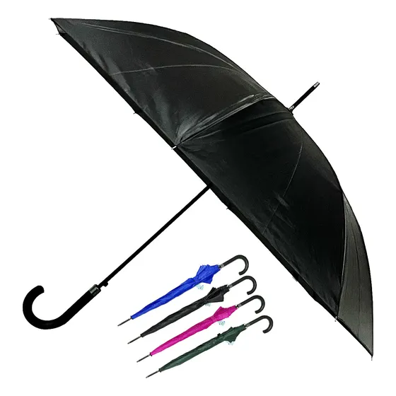 Guarda Chuva Colorido Automático Cabo Curvo Grande