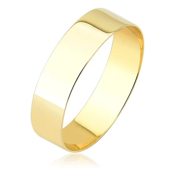 Anel Largo Liso 5mm Ouro Puro 18k Maciço A68l5