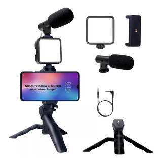 Kit Vlog Celular Vloggin Vlog iPhone Tripie Luz Y Microfono Kit Vlog Celular Vloggin Vlog iPhone Tripie Luz Y Microfono