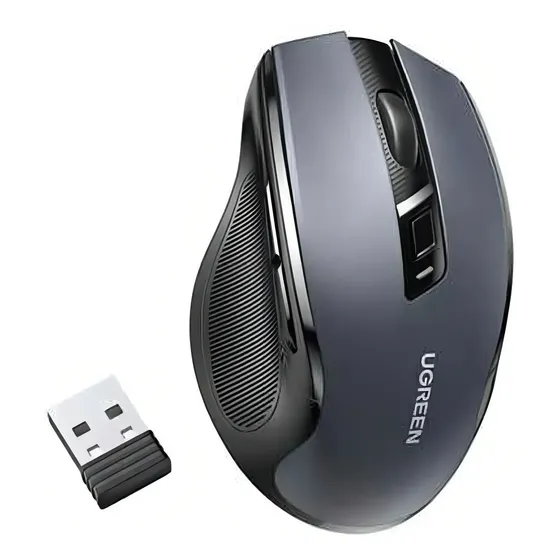 Ratón inalámbrico ergonómico Ugreen de 4000 dpi, diseño silencioso, color negro