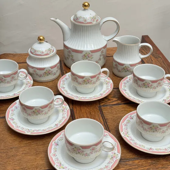 Juego De Té Porcelana Vintage Tsuji Imperial Rococó Para 6