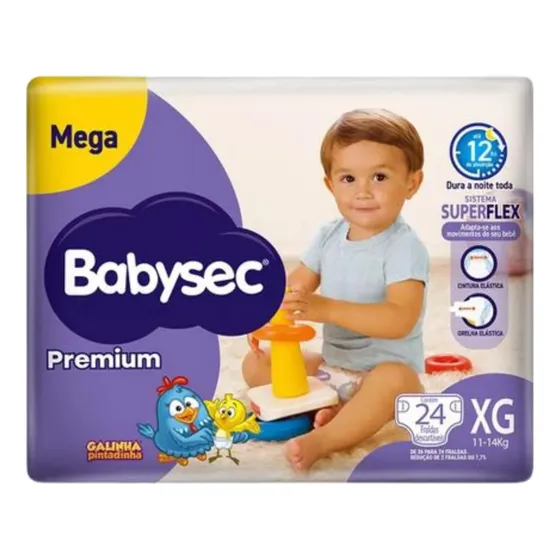 Fraldas Babysec Premium XG x 24 unidades