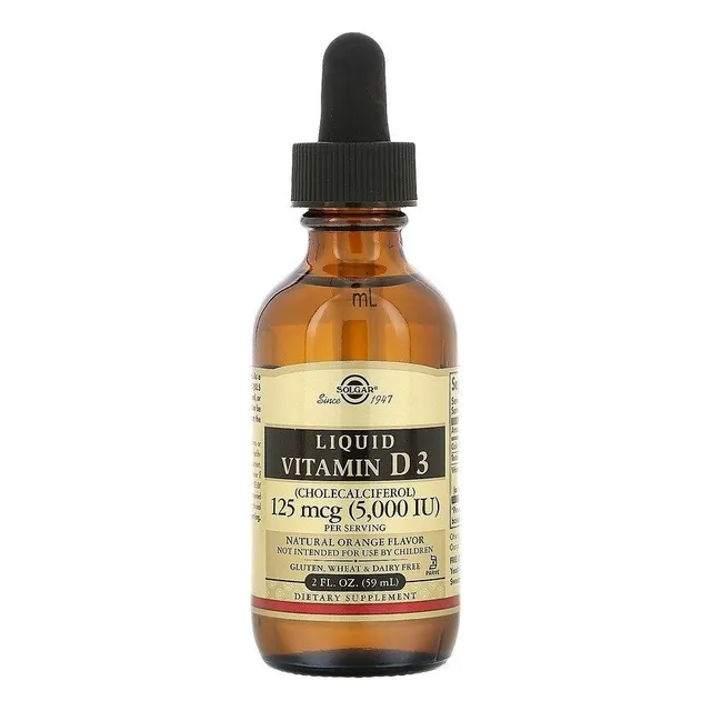Vitamina D3 de Solgar, 5000 UI, 59 ml, 1 ml/dosis