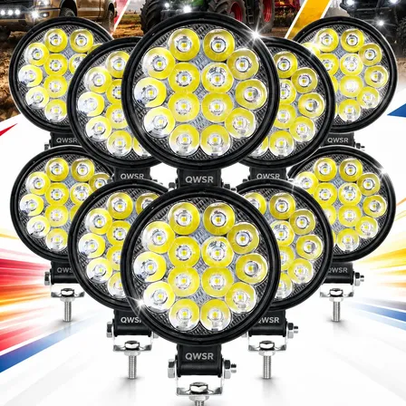 Kit 10 Mini Farol Milha Redondo 14 Led 42w Universal 12v 24v