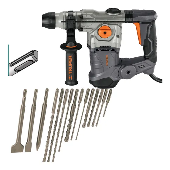 Combo Rotomartillo Industrial 6 Joules Con 15 Brocas Sds Plu