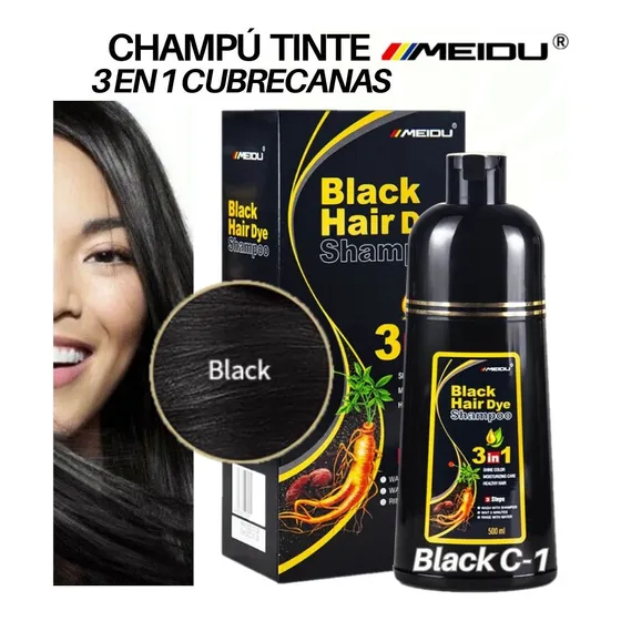 Shampoo Tinte Para Cabello Cubre 100% Las Canas Color Negro