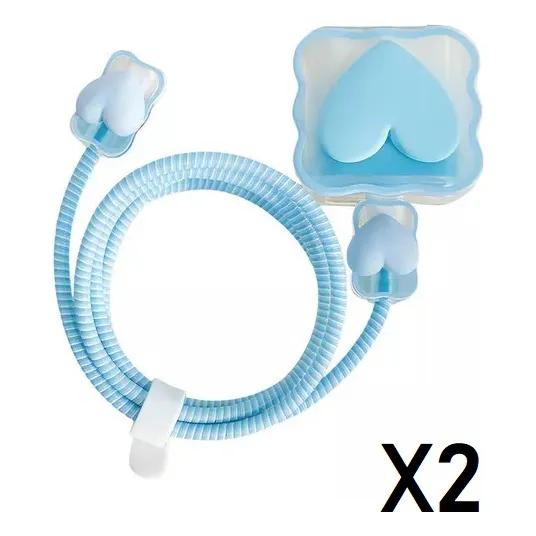 2 Protectores Forro De Cargador Taco Y Cable Completo 2 En 1