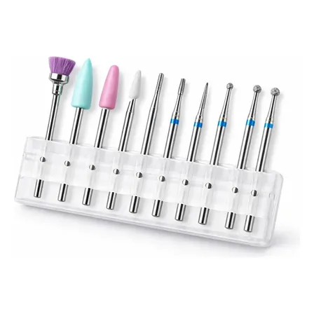 Kit 10 Brocas Lixa De Unha Gel Fibra Cerâmica Diamantada Kit 10 Brocas
