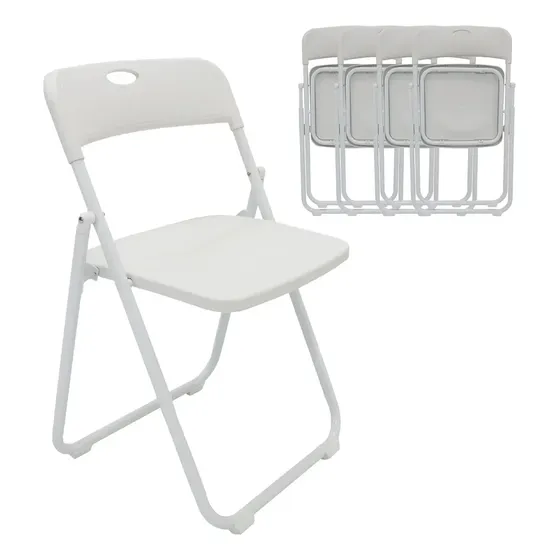 Sillas Set De 4 Sillas Plegables Reforzadas Negras Blancas Blanco Sipl04bl