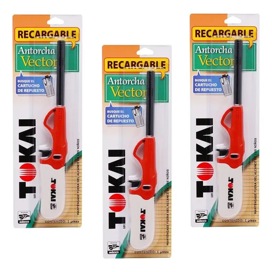 3 Pz - Tokai Encendedor Antorcha Vector Recargable Blister