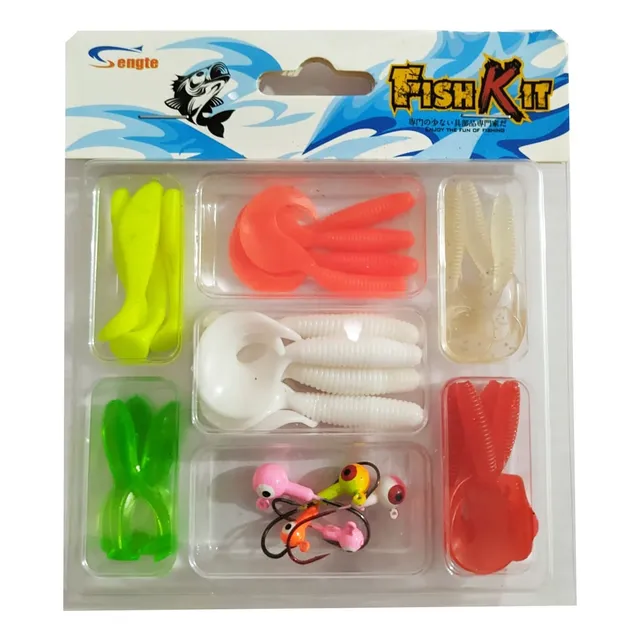 Kit Señuelos Vinilo Jigs Anzuelos Lastre Reel Caña Pesca Ree
