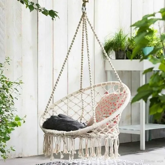 Silla Hamaca Macramé Circular Para Interior Y Exterior