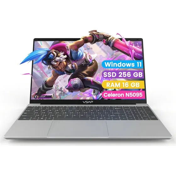 Laptop VSAP Intel Celeron N5095 16g Ram 256g Ssd Color Plateado 15.6in 1920x1080
