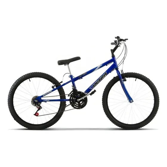 Bicicleta passeio urbana praia parque masculina Ultra Bikes Bike Rebaixada Aro 24 18 Marchas 2024 tamanho do uadro 15" - azul