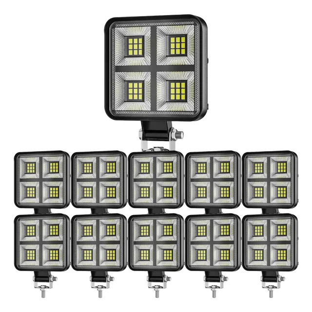 Kit 10 Mini Farol De Trabalho 108w Tratores Colheitadeiras
