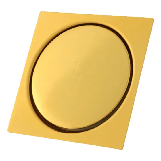 Ralo Click Inteligente Inox Dourado Para Piso 10x10 Cm Luxo