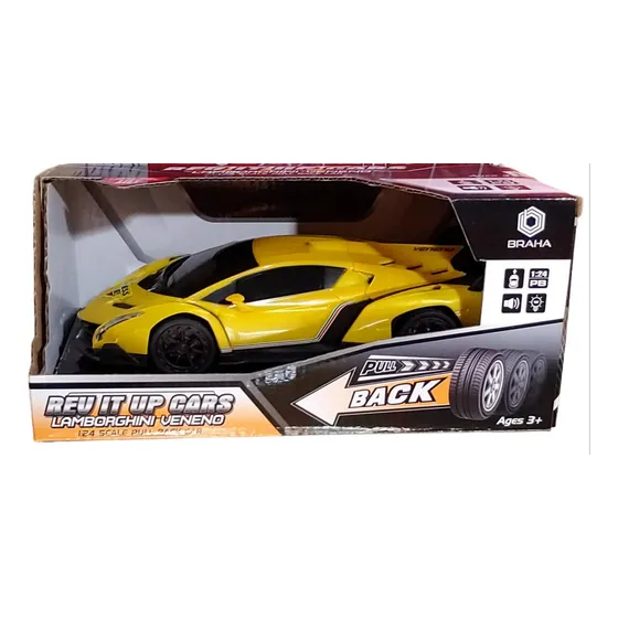 Auto Lamborghini Veneno A Escala Con Luz Y Sonido Color Amarillo