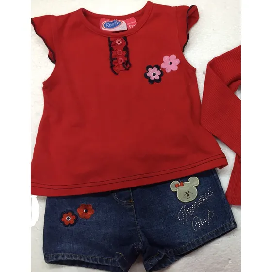 Conjunto Short Y Franela Bebe Niña Talla 12 Meses