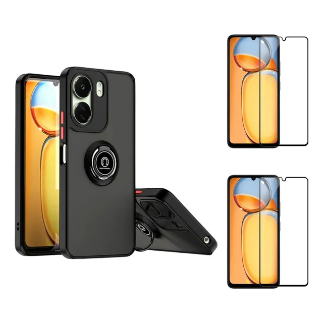 Case Funda Hardness Ring Para Xiaomi Redmi 13c + 2 Micas