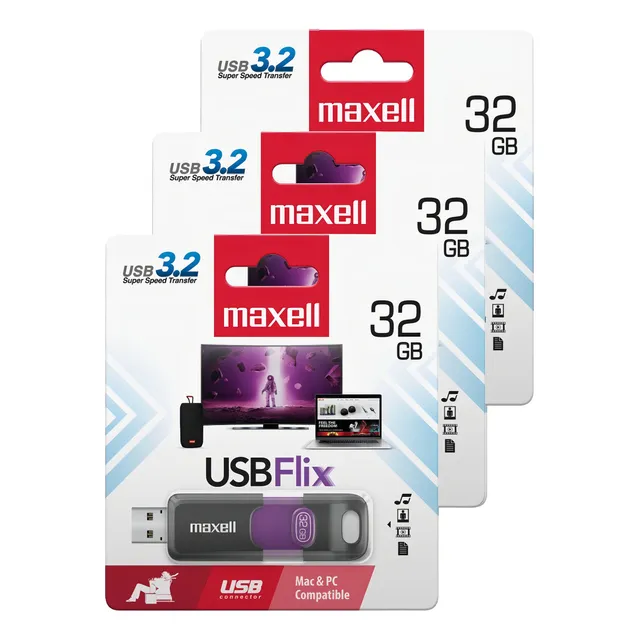 Pack 3 Pendrive Maxell Flix 32gb 3.2 Color Violeta