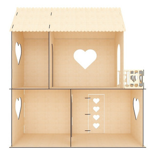 Casa De Muñecas Clasicas 29cm 2 Pisos Sin Muebles Mdf Casa De Muñecas Clasicas 29cm 2 Pisos Sin Muebles Mdf