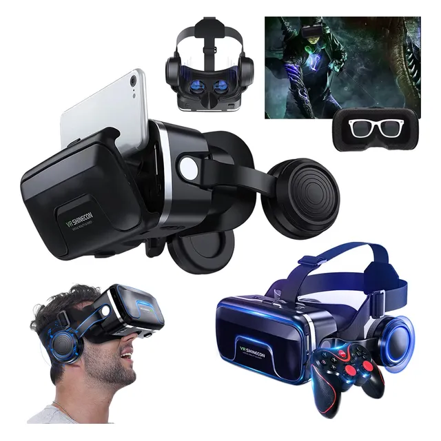 Óculos Realidade Virtual 3d Vr Com Fone De Ouvido E Controle