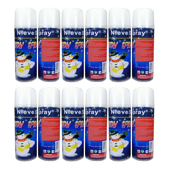 Pack 12 Spray Nieve Espuma Blanca Año Nuevo Cumpleaños 250ml