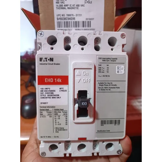 Breaker Trifásico 100amp Eaton Ehd 3x100 125 150 175a Ted Ge