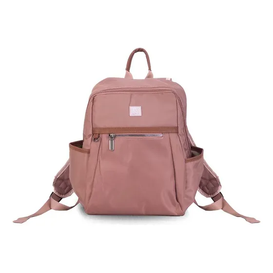 Mochila Tela Impermable Bolsillo Al Frente Dama Lincolns Color Rosa Mauve