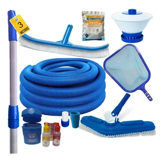 Kit Limpeza Piscina Aspirador Escova Fibra Vinil Mangueir 5m Kit Limpeza Piscina Aspirador Escova Fibra Vinil Mangueir 5m