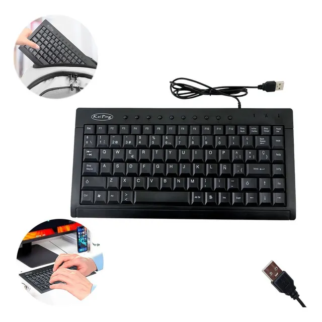 Teclado Mini Multimedia Kai Ping Kp-518 Kp-519, Idioma Español Latinoamérica Color Del Teclado Negro