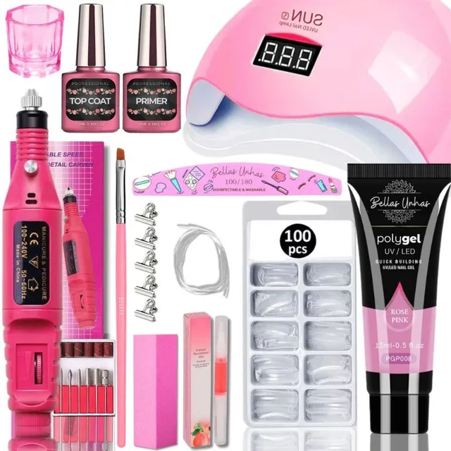 Kit Polygel Poligel Alongamento Unhas Completo + Cabine Lixa