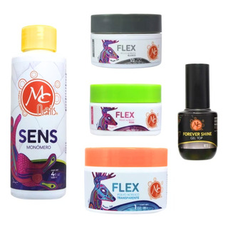 Monómero + 3 Polvos Acrílicos + Top Gel Para Uñas, Mc Nails Monómero + 3 Polvos Acrílicos + Top Gel Para Uñas, Mc Nails
