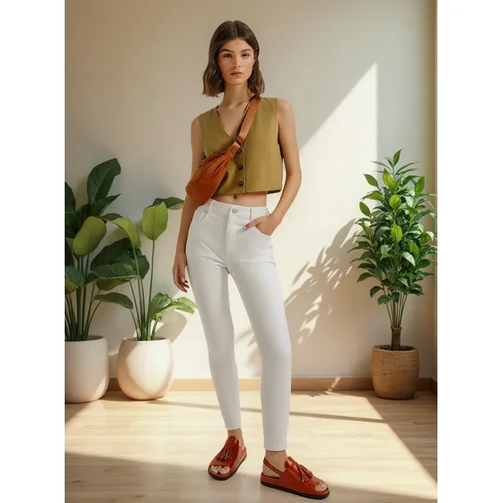 Calça Feminina Skinny Cintura Alta Sarja Com Elastano Hering