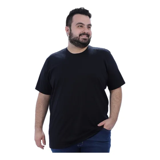 Camiseta Masculina Algodão Lisa Sem Estampa Plus Size Preta