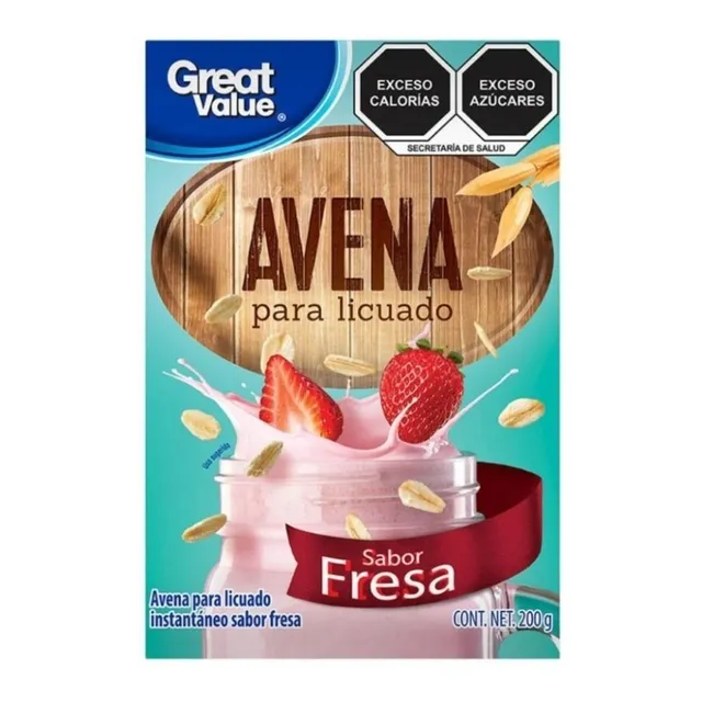 Avena Great Value Para Licuado Instantáneo Sabor Fresa 200g