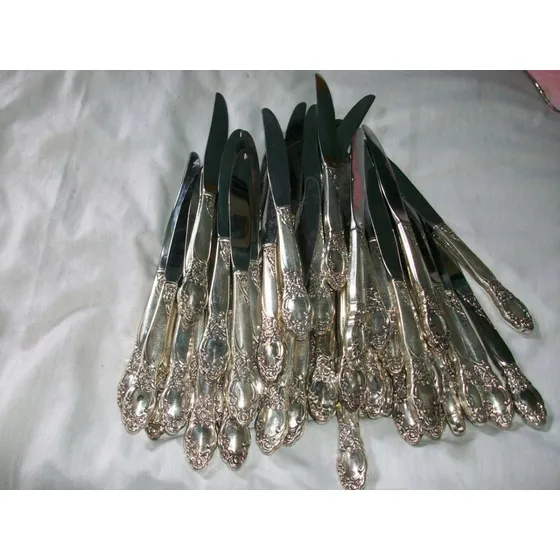 Cuchillo Vintage Mango Baño Plata Lote De 6 Rematando C10