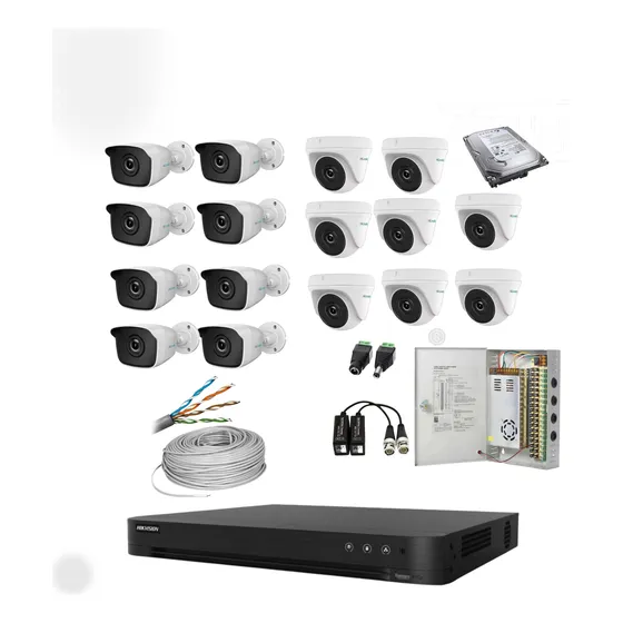 Kit Seguridad Hikvision 16 Camaras Dvr 1080p Full Hd