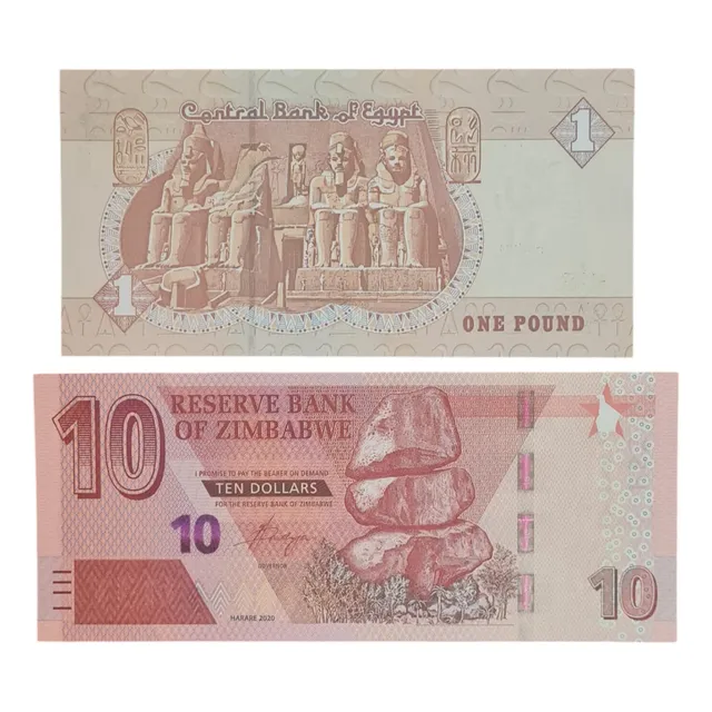 2 Billetes Mundiales Africa :  Egipto Y Zimbabwe Lote