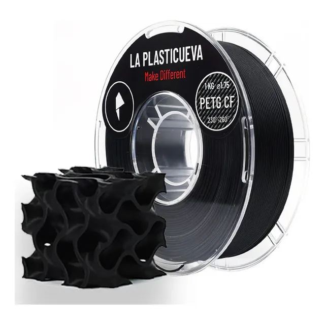 Filamento Petg-cf Carbón Impresora 3d La Plasticueva 1.75mm Carbón Negro
