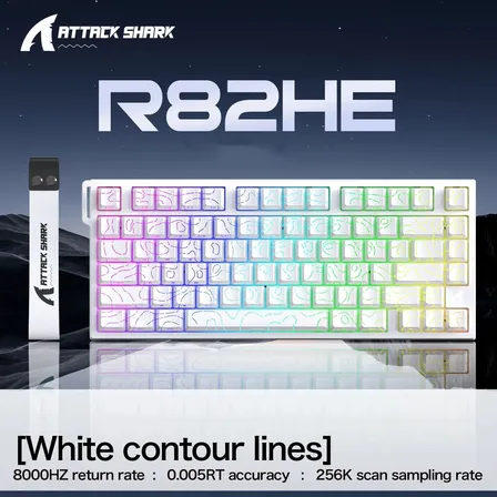 Teclado Mecânico Attack Shark R82he 8000hz Gamer White Line Inglês Us