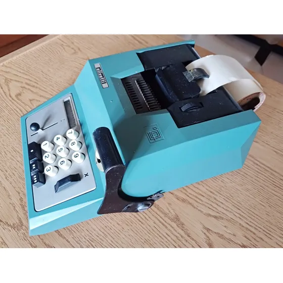 Antigua Calculadora A Mano Olivetti Summa Prima 20 Celeste