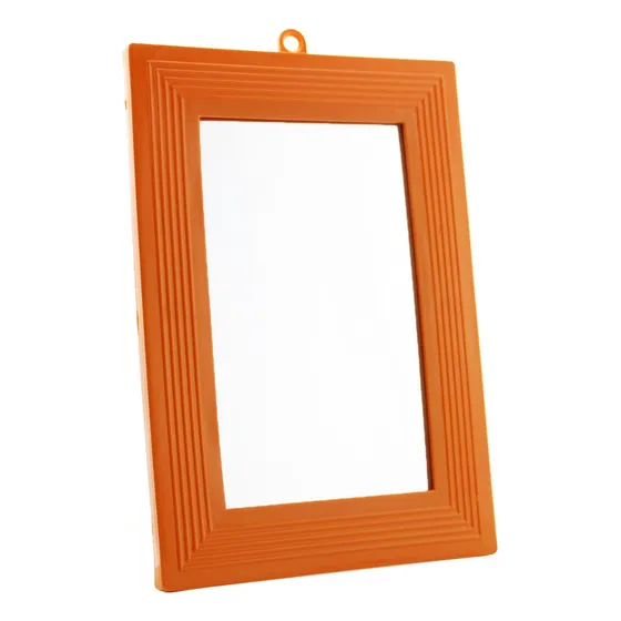 Espelho Com Moldura Plástica Laranja 20x14 Banheiro Casa