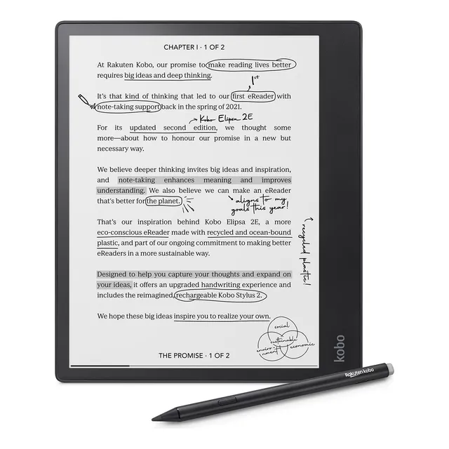 Kobo Elipsa 2e | Ereader | Pantalla Táctil Sin Reflejos De