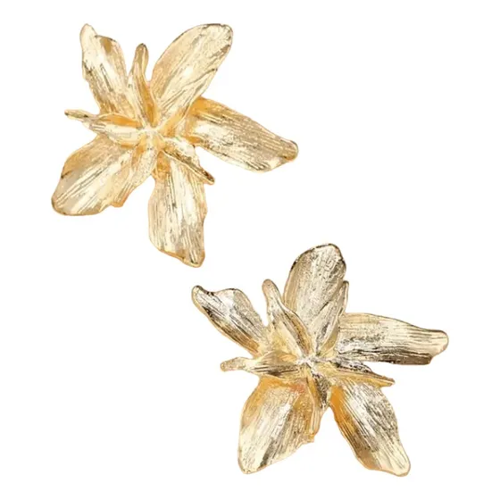 Aros Dorados Flor - Novia O Fiesta