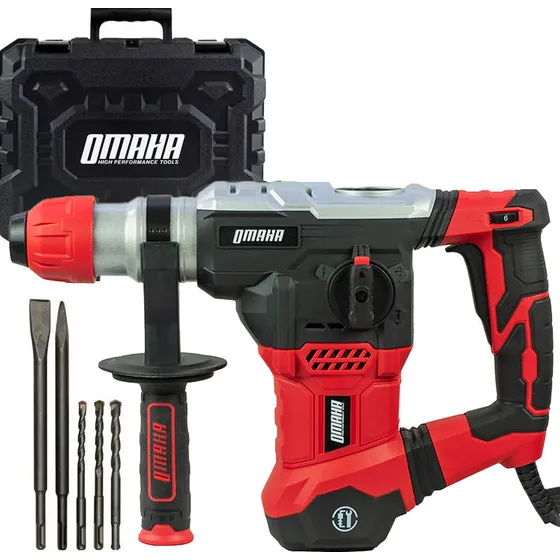 Rotomartillo electroneumático Omaha RM-32PLUS rojo frecuencia de 50Hz con 1.5kW de potencia 220V