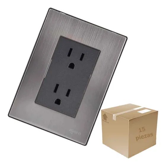 Placa Armada Inox2001 Contacto Duplex Oxford 15pz