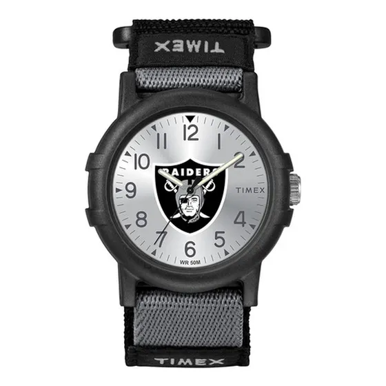 Reloj Timex Nfl, 38mm, Correa De Tela Negra, Las Vegas Raide