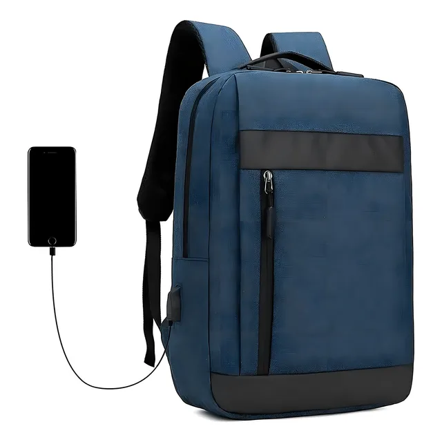 Mochila Porta Notebook Laptop C/puerto Usb Impermeable Atrix Color Azul